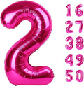 Rose Red Number 2 Balloon 40 Inch,Jumbo Giant Mylar Hot Pink Number 2,Big Large Foil Helium Two Number Balloons, Balloons for 12 20 21 22 Birthday Party Decorations Supplies Anniversary Celebration