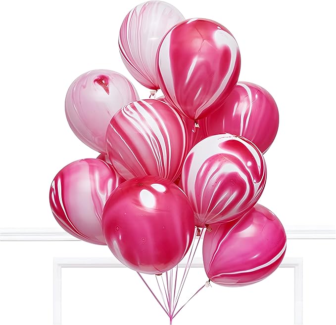 Red Tie Dye Balloons 30PCS 12 Inch Agate Marble Latex Swirl Balloons For Tie Dye Birthday Party Supplies,Candyland,Bachelorette,Fun Hippie Party Decorations