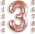 AULE 40 Inch Big Rose Gold 3 Balloon Number Large Foil Helium Number Balloons 0-9 Jumbo Giant Happy 3rd Birthday Party Decorations for Boy or Girl Huge Mylar Anniversary Party Supplies