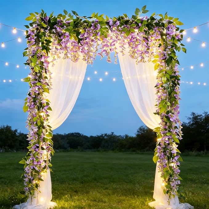 5 Pcs Purple Wisteria Garland Artificial Flower Arch Floral Garland Decor Fake Hanging Flowers for Wedding Arch