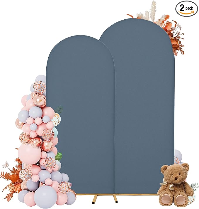Arch Covers,Arch Backdrop Stand Fitted Cover for Wedding Birthday Party Ceremony Banquet Decoration(7.2FT&6FT,Dusty Blue,Cover Only)