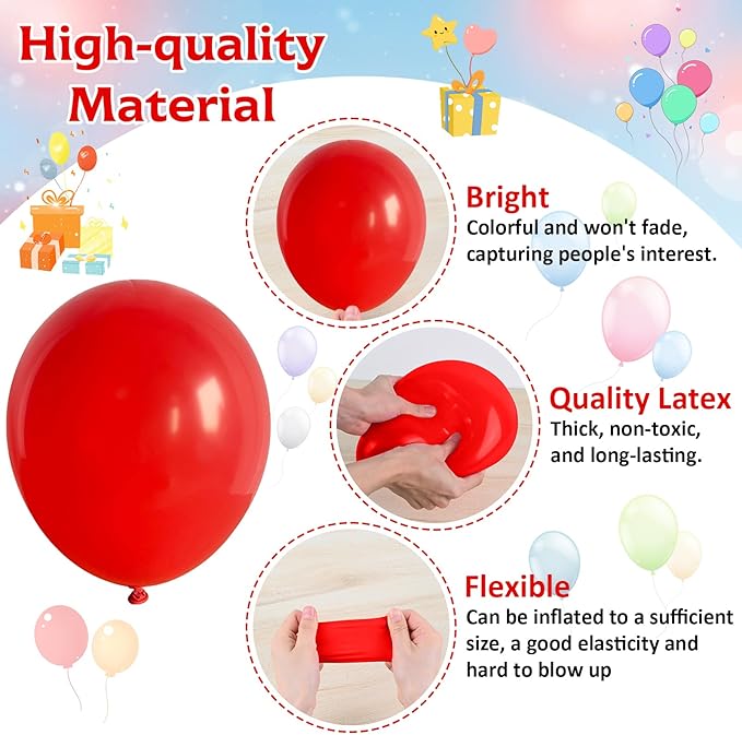 Red White and Blue Balloons, Baseball Balloon Red Royal Dusty Blue White Latex Party Helium Balloons for Birthday Baby Shower Graduation Wedding 4th of July Independence Day Patriotic Party Decoration