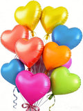 Neon Heart Balloons, 18 Inch Rainbow Heart Shape Foil Balloon, 12 Pcs Hot Pink Yellow Blue Green Orange Red Multicolor Helium Balloon for Colorful Glow Party Disco Birthday Bachelorette Tropical Decor
