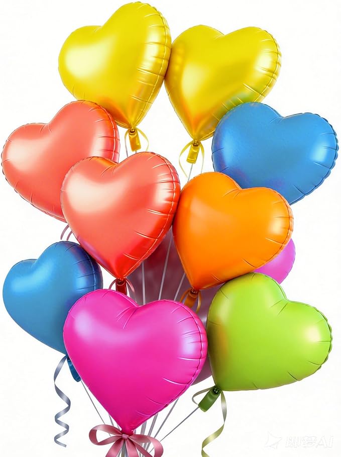 Neon Heart Balloons, 18 Inch Rainbow Heart Shape Foil Balloon, 12 Pcs Hot Pink Yellow Blue Green Orange Red Multicolor Helium Balloon for Colorful Glow Party Disco Birthday Bachelorette Tropical Decor
