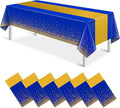 6Pcs Blue and Gold Tablecloth Party Decorations,Plastic Royal Blue Table Cloth Printed Gold Table Runner Disposable Rectangle Table Cover for Birthday Anniversary Wedding Graduation Party,54 x108 Inch