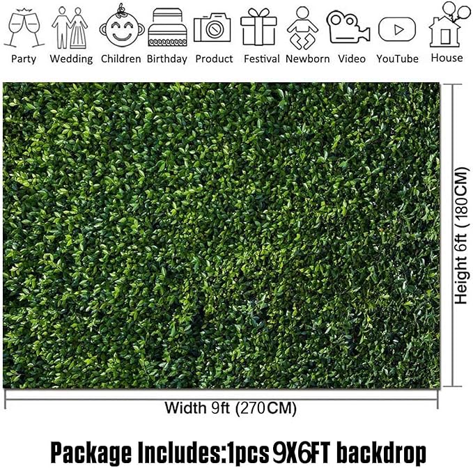 Nature Spring 3D Green Leaves Theme Photo Background Wedding Birthday Party Newborn Baby Shower Photography Backdrops Zoo Decor Shoot Props Bannner (9X6 FT)