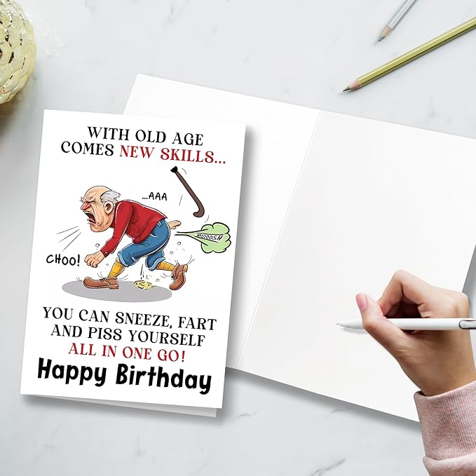Funny Birthday Card for Men, Funny Birthday Card for Friends Grandpa Brother Husband Dad, Funny Getting Older Happy Birthday Card for Men, Old Age Bday Greeting Card