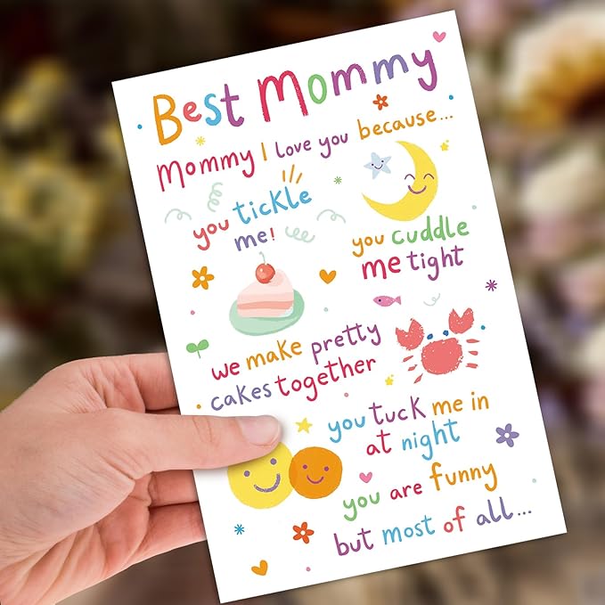 Mom Birthday Card, Funny Birthday Card & Gift for Mom from Daughter Son, Mother Bday Cards from Kid