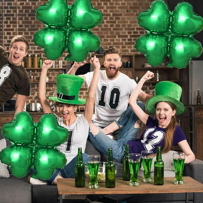 St. Patrick's Day Balloons Four-leaf Clover Balloons Four Leaf Balloon for St. Patrick's Day Party Decorations St. Patrick's Day Themed Party St. Patrick's Day Decorations Decor Supplies 3pcs