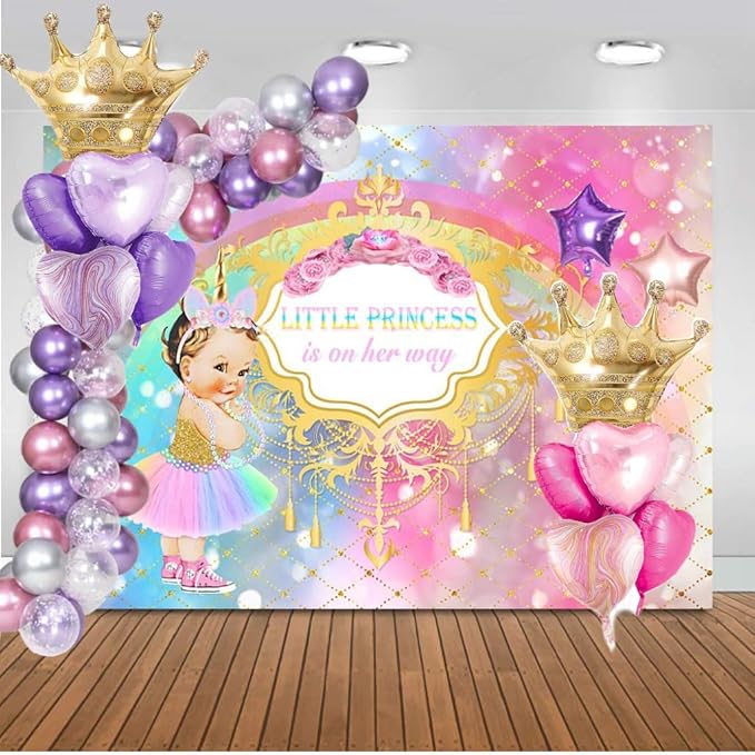Crown Princess Balloons Pink Purple And Gold Set Of 2 Foil Helium Mylar Balloons,For Unicorn Princess Birthday Party Decorations Baby Shower Supplies