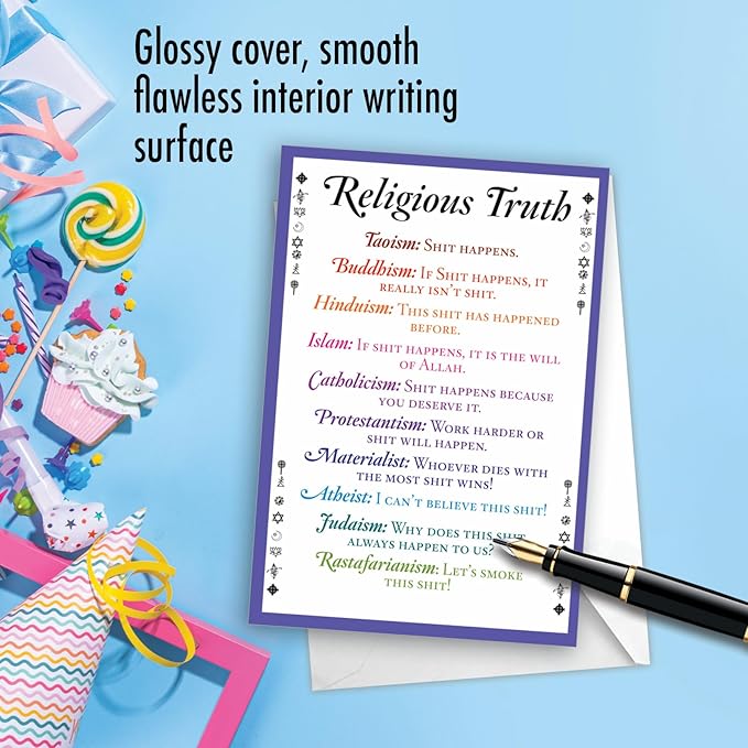 NobleWorks - 1 Funny Happy Birthday Card w/Envelope For Men, Women - Colorful Humor Card, Greeting Note - Religious Truth 0757