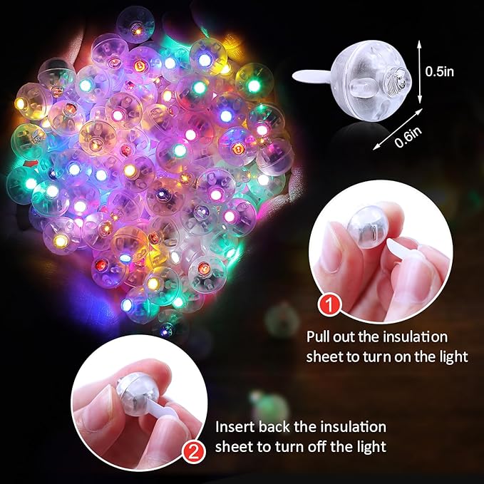 AIKEI 50pcs LED Balloon Lights,Mini Balls Lights,Long Standby Time Waterproof Led Light for Paper Lantern Easter Halloween Christmas Wedding Birthday Party Decoration Colorful