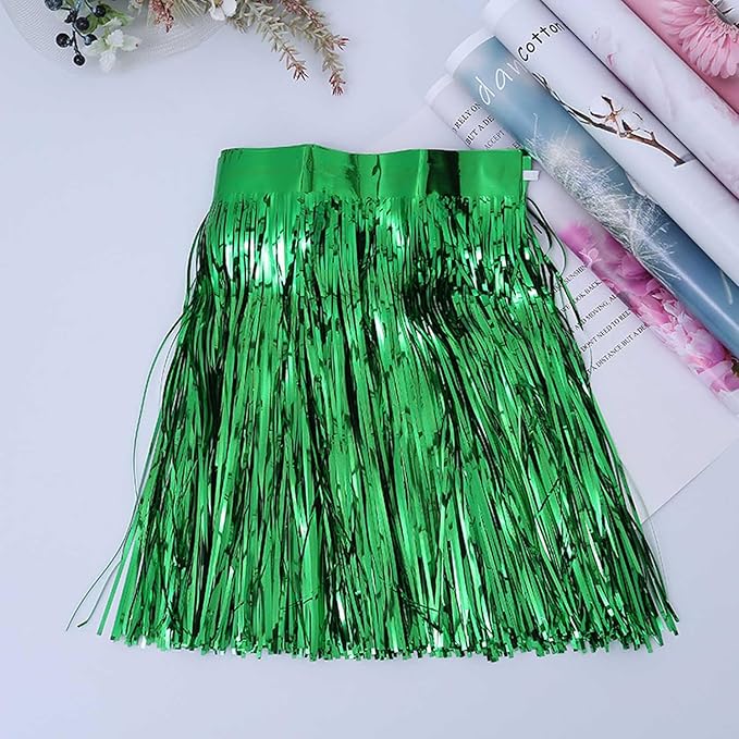 Green Foil Fringe Garland 6Pcs 10 Feet Metallic Tinsel Hanging Curtain Glitter Backdrop Banner for Parade Floats Christmas Wedding Party Decorations