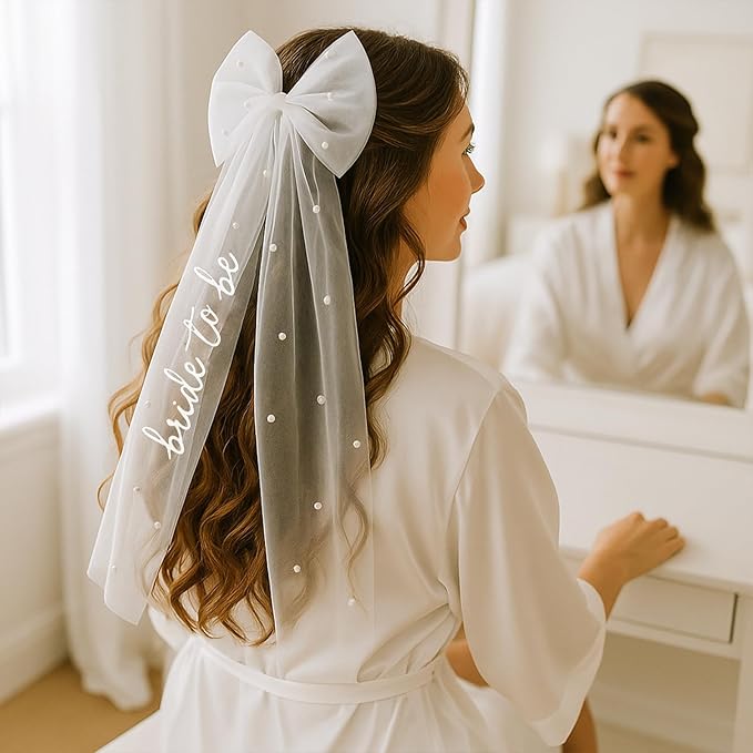 Bride to Be Veil for Bachelorette Party, Bridal Shower, Wedding Morning, Engagement Photo Accessory