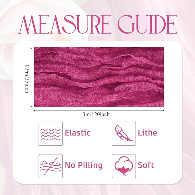 Wokceer Cheesecloth Table Runner 6Pack 10FT Fuchsia Boho Gauze Cheese Cloth Table Runner for Party Long Rustic Sheer Table Runners for Baby Bridal Shower Wedding Easter Table Decor