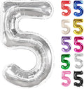 Silver Number 5 Balloon 40 Inch, 5 Balloon Number, 5th Birthday Decorations, Silver Party Supplies for Boys Girls