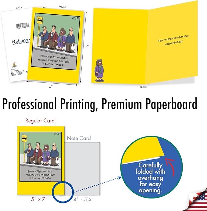 NobleWorks 20 Assorted Box Set Funny Birthday Greeting Cards w/5 x 7 Inch Envelopes (10 Designs, 2 Each) Bday Whyatt's Wide World AC9177BDG-B2x10