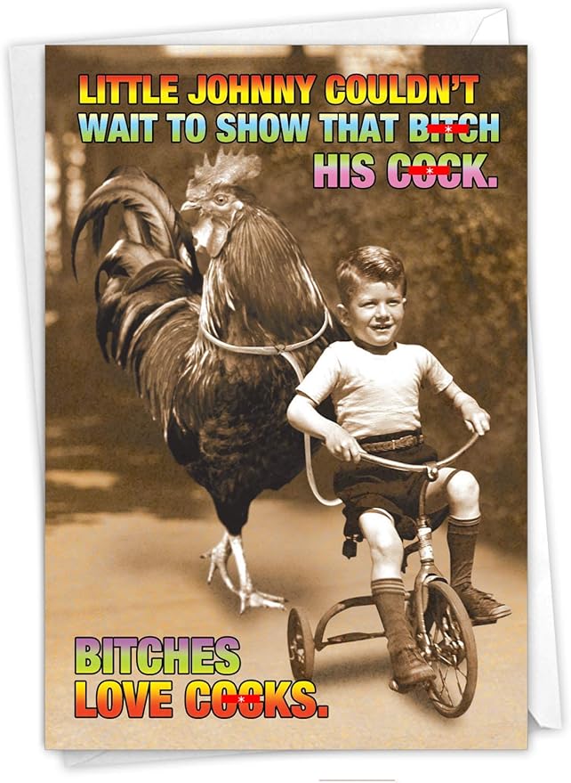 NobleWorks -1 Funny Birthday Card for Men - Inappropriate Grown-Up Humor, Hilarious Birthdays (Buyer Discretion Advised) - B-tches Love C-ck 8002