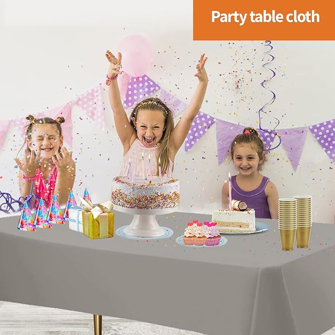 Silver Disposable Plastic Tablecloth for Rectangle Tables (12 Pack) Premium Decorative Table Cloths for Parties, Events & Weddings, Indoors & Outdoors, 54 x 108 inches, Plastic Table Cover
