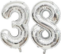Giant Silver Number 38 Balloons, 40 Inch Jumbo Number 38, Large Foil Mylar Balloons for Girls Women 38th Birthday Party Decorations, 38 Anniversary Events Decorations