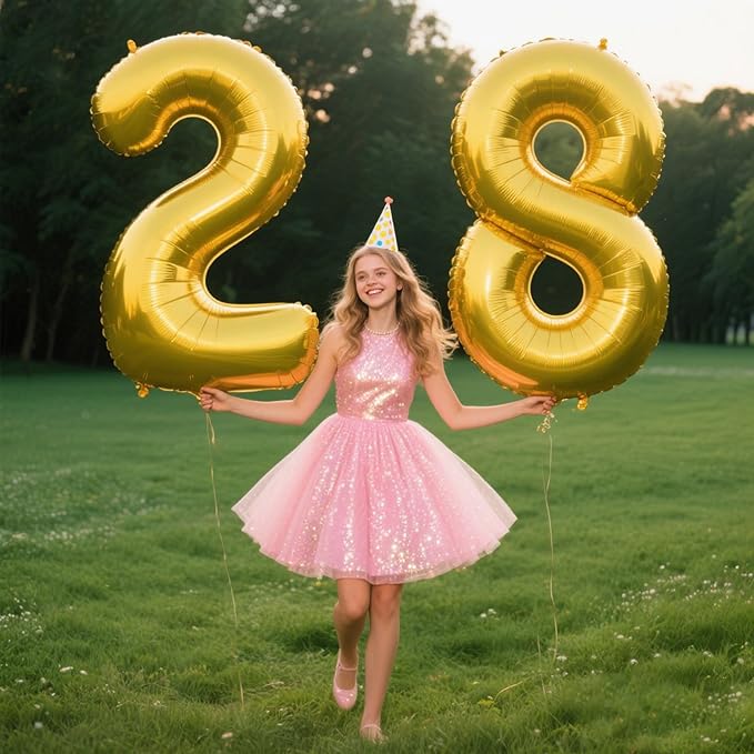 40 Inch Giant Gold Foil Number 8th 18th 28th Birthday Balloons Gold Digit 8 Balloons for Men Women 80th Anniversary Party Decorations Supplies