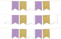 Andaz Press Hanging Pennant Banner with String, Lavender, White, Faux Gold Glitter, 1-Set, 24 Pennants, Approx. 12-Feet Long, Girl Baby Shower Theme Colored Supplies