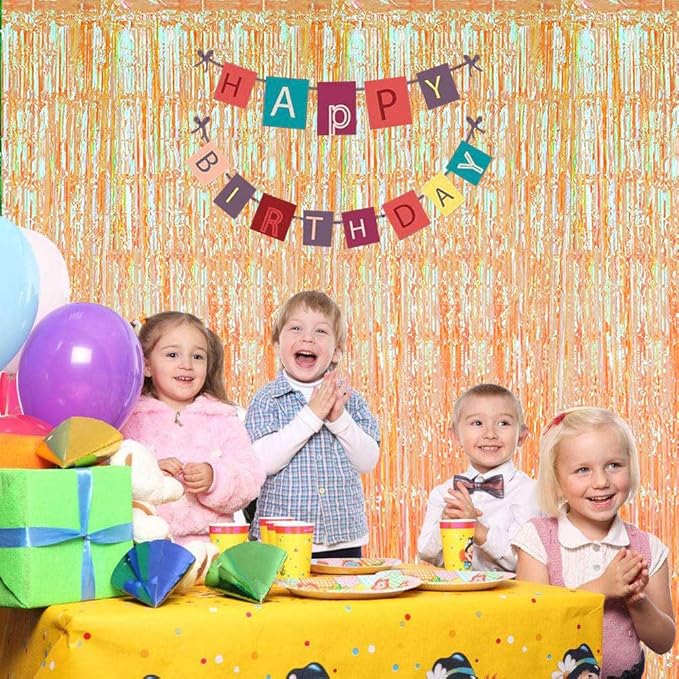 3 Pack Fringe Curtains Party Decorations,Tinsel Backdrop Curtains for Parties,Photo Booth Wedding Graduations Birthday Christmas Event Party Supplies (Transparent Orange)