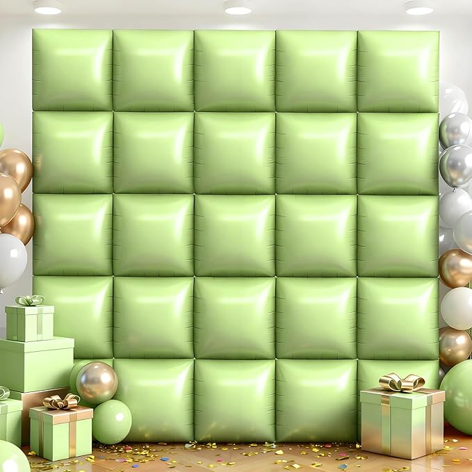 50Pcs Olive Green Square Foil Balloons Wall Backdrop, Double Sided Metallic Foil Balloons Tunnel Arch Garland Kit for Photo Booth Birthday Wedding Halloween Christmas Party Decorations
