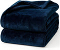 Hansleep Fleece Navy Blue Full Blanket, Super Soft Flannel Fuzzy Plush Cozy Blanket for All Seasons, Navy Blue, Full 84x90 Inches