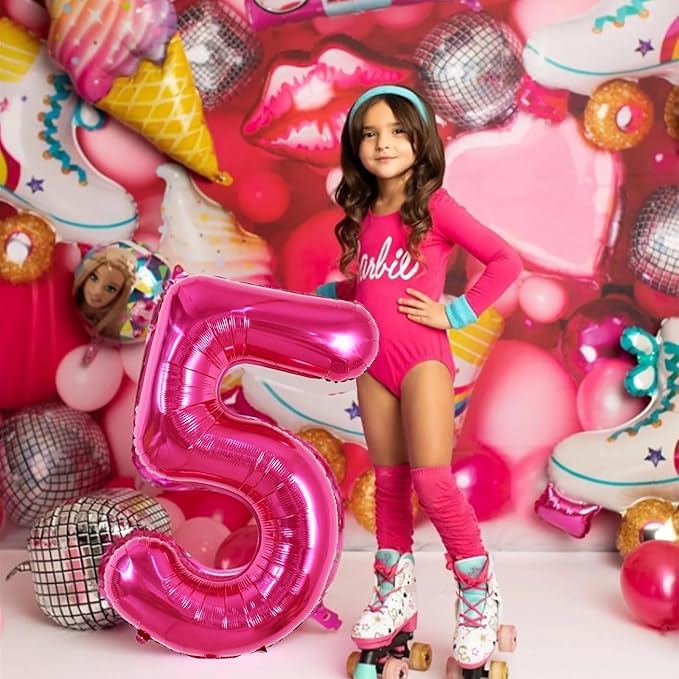 TONIFUL 40 Inch Hot Pink Large Numbers Balloon 0-9 Birthday Party Decorations,Foil Mylar Big Number 5 Balloon Digital 5 for Birthday Party,Wedding, Bridal Shower,Engagement,Graduations,Anniversary