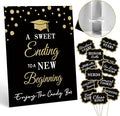 Graduation Candy Buffet Labels for Grad Party Decorations, Graduation Candy Bar Dessert Food Label Signs Set, Class of 2026 Grad Parties Table Decor Supplies (Black and Gold)