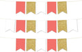 Andaz Press Hanging Pennant Banner with String, Coral, White, Faux Gold Glitter, 1-Set, 24 Pennants, Approx. 12-Feet Long, Nautical Bachelorette Party