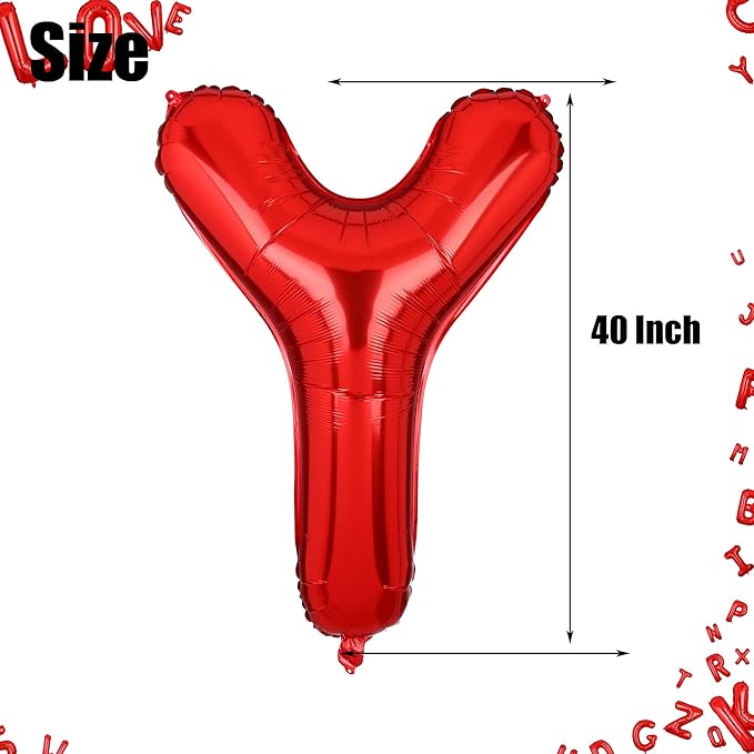 40 Inch Big Red Letter Balloons Foil Mylar Wedding Bachelorette Wedding Birthday Bridal Shower Anniversary Celebration Graduation Party Decoration Alphabet Y (A-Z)