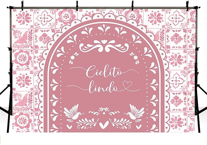 MEHOFOND 10x7ft Cielito Lindo Baby Shower Backdrop Pink Arch Cielito Lindo Baby Shower Party Decorations Banner for Girl Mexican Wedding Birthday Fiesta Party Decor Photography Background Supplies