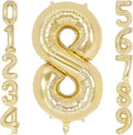 Light Gold Number 8 Balloon 40 Inch, Big Large Foil Helium White Gold Number Balloons, Giant Mylar Number 8 Balloons for 8 Year Old Birthday Party Decorations Supplies Anniversary
