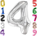 40 Inch Silver Number 4 Balloon, Giant 4 Number Balloons for 4th Birthday Decorations, Party Supplies for Baby Boy Girl, Silver Party Decor