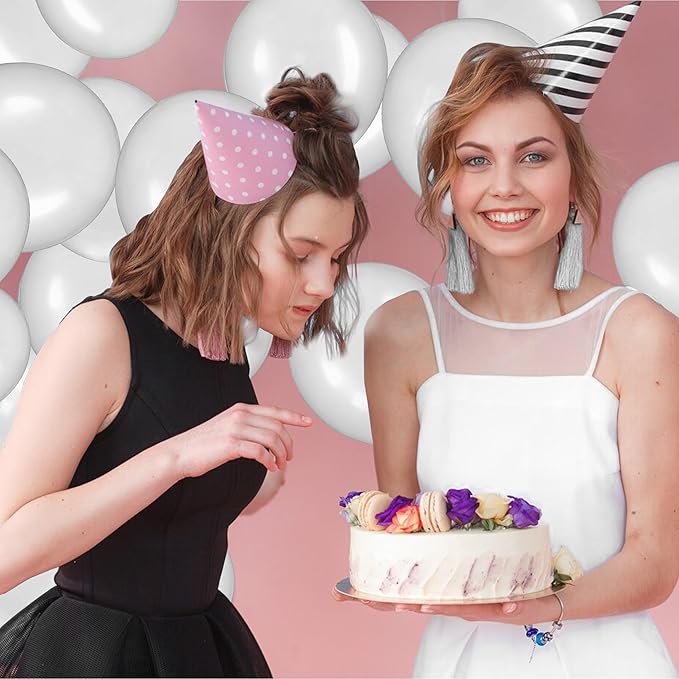 Link Balloons 6 Inch - 100 Pcs Quick Link Balloon Latex Linking Balloons Connected Linkable Balloon Birthday Wedding Party Decorations(White)
