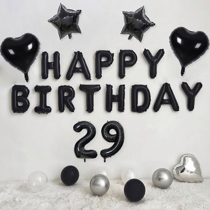 2 Set 20 Pcs 0-9 Black Number Balloons 16 Inch Black Number Mylar Foil Balloons Custom Digital Balloons for Birthday Party Engagement Graduations Anniversary Baby Shower Decor Party Supplies