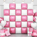 Pink White Square Foil Balloon Wall,25Pcs Double Sided Foil Balloons Backdrop Helium Polyester Tunnel Arch Garland Kit for Birthday Bridal Anniversary Baby Shower Party Decorations