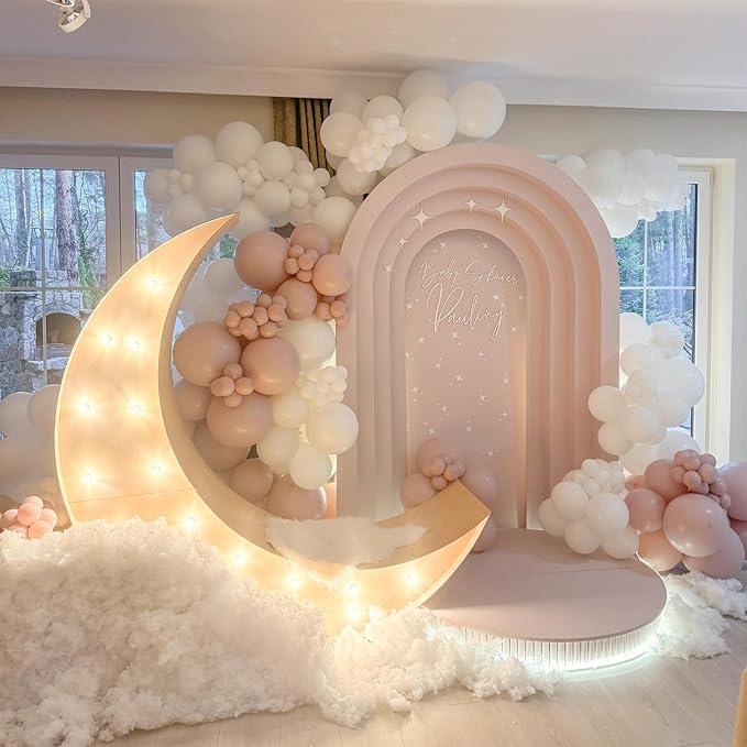 Boho Blush Pink Balloons - 12 Inch, 100 Pack Retro Vintage Latex Helium Balloons for Girl Baby Shower Anniversary Wedding Birthday Party Decor