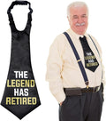 Oversized Legend Has Retired Party Theme Tie Retirement Party Favors Supplies Novelty Funny Black Printed Necktie Gifts for Father Men Colleague