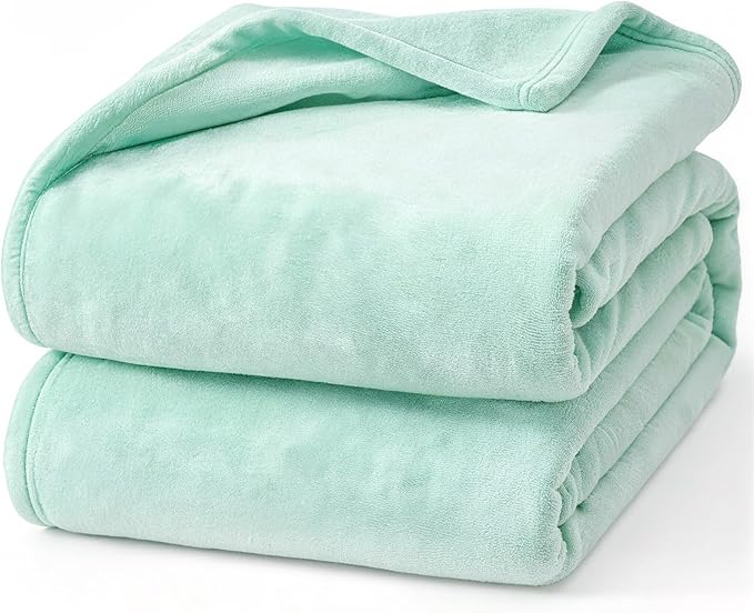 Hansleep Fleece Lake Green Twin Blanket, Super Soft Flannel Fuzzy Plush Cozy Blanket for All Seasons, Lake Green, Twin 60x80 Inches