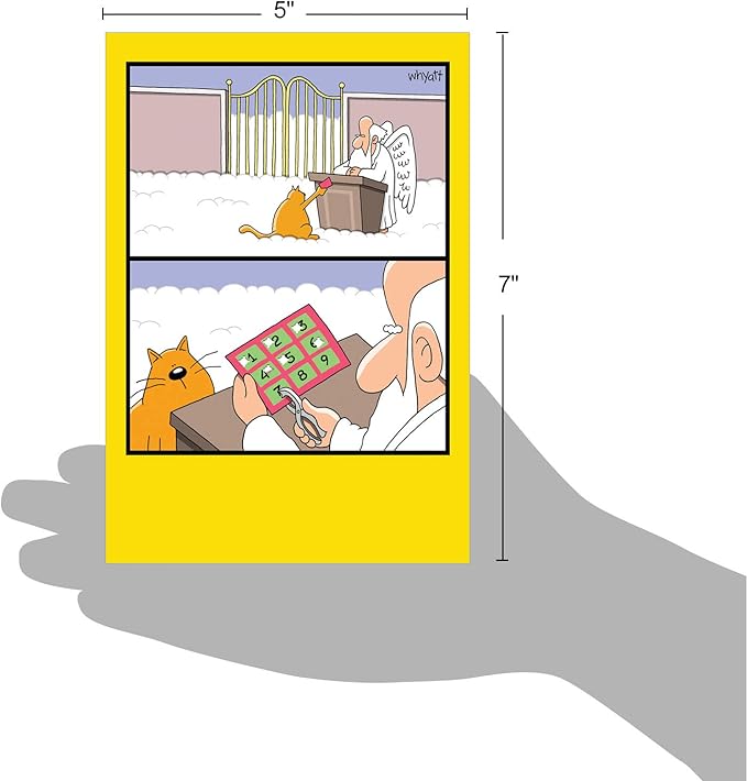 NobleWorks - 1 Hilarious Greeting Card for Birthday - Funny Birthday Cartoon, Comic Notecard - Nine Lives C4169BDG