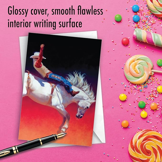 NobleWorks - Birthday Greeting Card with 5 x 7 Inch Envelope (1 Card) Bday Cowboys and Horses C2823BBDG