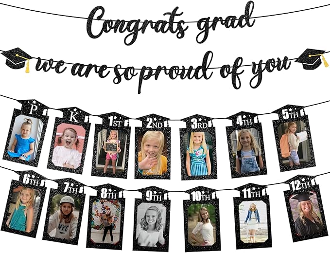 Congrats Grad We are So Proud of You,P-12th Grade Graduation Photo Banner Class of 2026 Graduation Party Decorations Supplies (5x7 in)