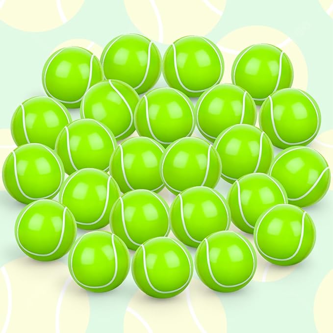 24 Pcs Tennis Bouncy Balls for Kids, 32mm Rubber Bounce Sport Balls Bulk for Party Favors, Goodie Bag Fillers, Easter Gift Bag Stuffers, Basket Stuffers, Classroom Prizes, Carnival Party Supplies