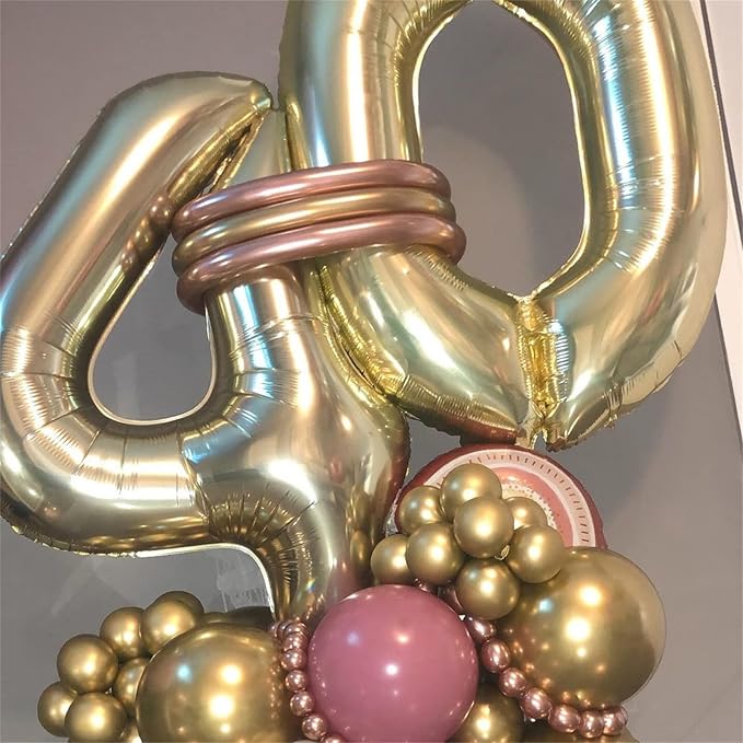Champagne Gold Number 40 Birthday Balloons, 40 Inch Large Light Gold Foil Number 4 and 0 Balloons for Women, 40th Birthday Balloons for 40 Year Old Birthday Anniversary Party Decorations Supplies