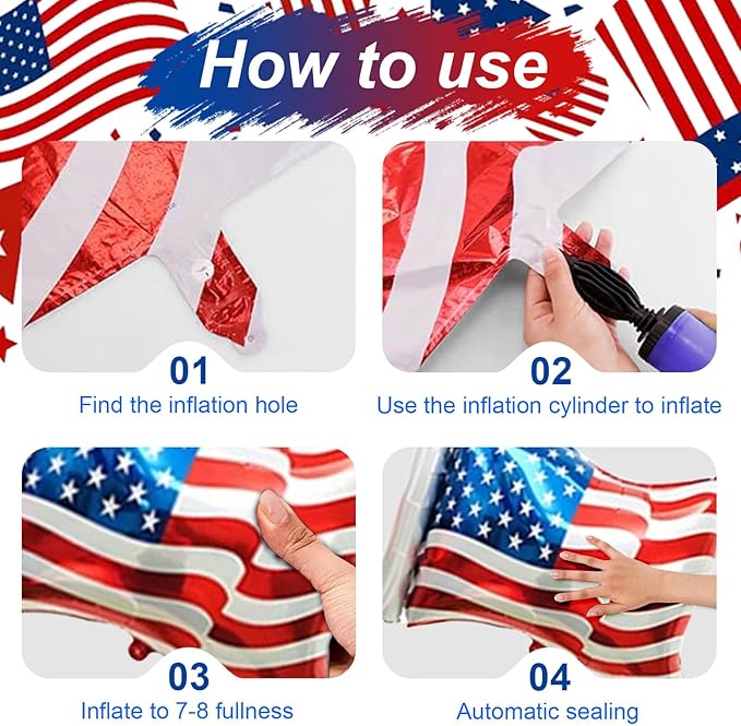 15 Pcs Patriotic Party Pack with Large 32 Inch Eagle Balloons & Tablecover, USA Red White Blue Party Decor for 4th of July Election Day Veterans Day