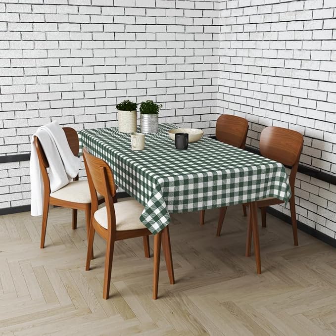 3 Pack Blackish Green Gingham Tablecloths, 54 X 108Inch Disposable Party Table Covers Scalloped Checkered Table Cloth Waterproof Blackish Green White Tablecloth for Birthday Barbecue Tea Party Wedding
