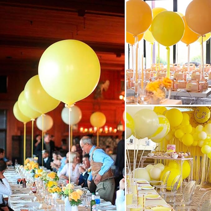 PartyWoo Yellow Balloons 4pcs 36 Inch Yellow Latex Helium Balloons for Birthday Baby Shower Graduation Sunflower Anniversary Engagement Bee Hawaiian Beach Lemon Theme Party Decorations Yellow-Y55